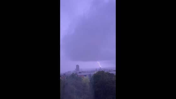 Dramatic lightning strikes beneath massive storm clouds in Sheffield, UK