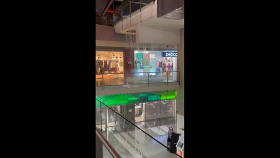Severe flooding hits shopping center during heavy rain in Badalona, Spain