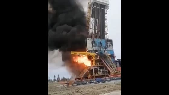 Fire at Kharapurneftegaz oil field causes rig collapse and injuries in Russia