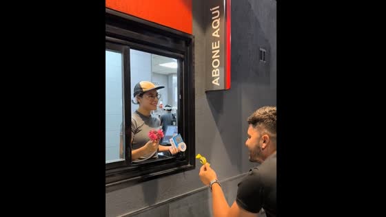 Drunk friend delivers flowers to McDonald's cashier in Mendoza, Argentina