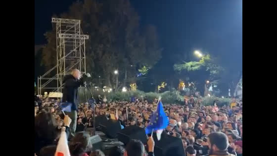 Thousands protest parliamentary election results in Tbilisi as President addresses crowd