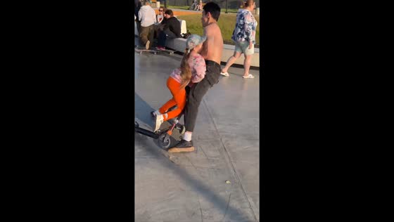 Unexpected scooter accident surprises pedestrian in Chelyabinsk, Russia