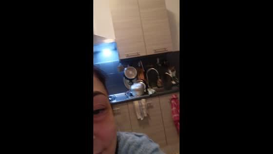 Mischievous cat steals sponge from kitchen sink in Livorno, Italy