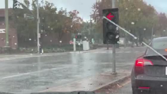 Unexpected morning downpour in Milpitas, California, USA