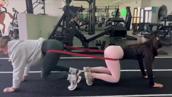 Playful gym moment ends in unexpected rubber band snap in Liverpool, England, UK