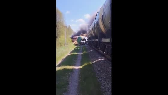 Russian freight train derails after explosive device detonates on rail tracks in Bryansk region, Russia