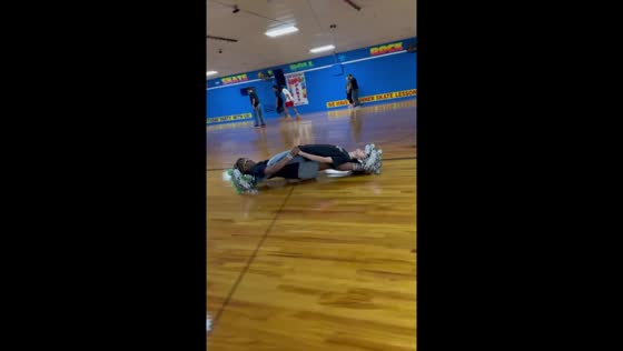 Skaters perform impressive duo trick in Katy, Texas, USA