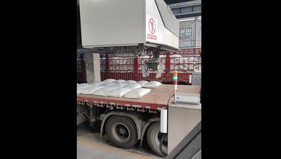 Robotic arms load sacks onto truck in Anhui Province, China