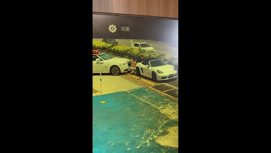 Parked Rolls-Royce rolls backward as driver rushes to stop it in Hainan, China
