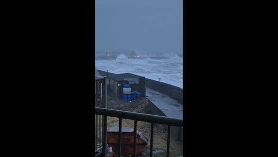 Storm Éowyn brings intense winds and strong waves in Saltcoats, Scotland, UK