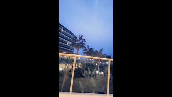 Intense thunderstorm lights up sky over coastal resort in Antalya, Turkey
