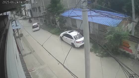 Car collides with motorcycle, crashes into pole in Henan, China