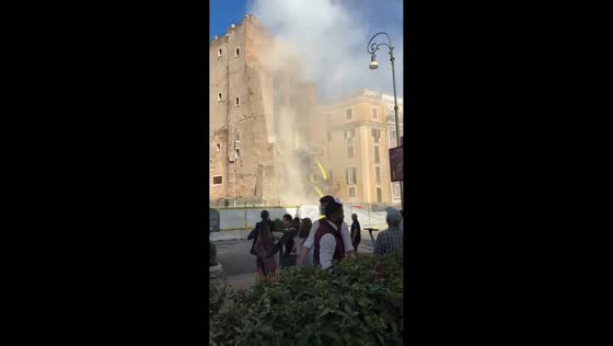 Partial collapse of Torre dei Conti during renovation in Rome, Italy