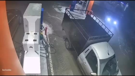 Stolen car crashes into gas station fuel pump in Dagestan, Russia
