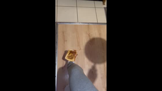 Skillful toast flip impresses in Bridgwater, England, UK