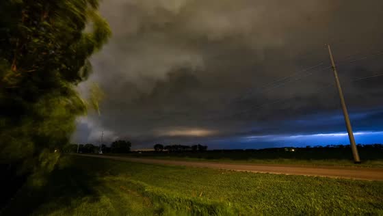 Stunning nighttime storm timelapse in Valley, Nebraska, USA