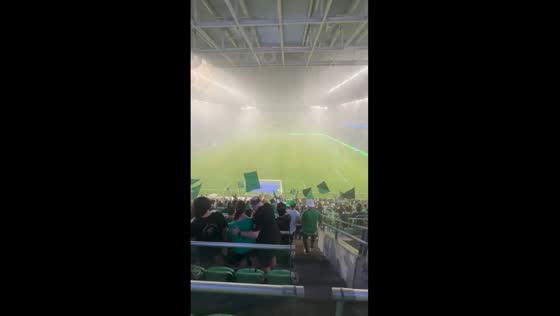 Severe weather delays Austin FC vs. LA Galaxy game at Q2 Stadium in Austin, Texas