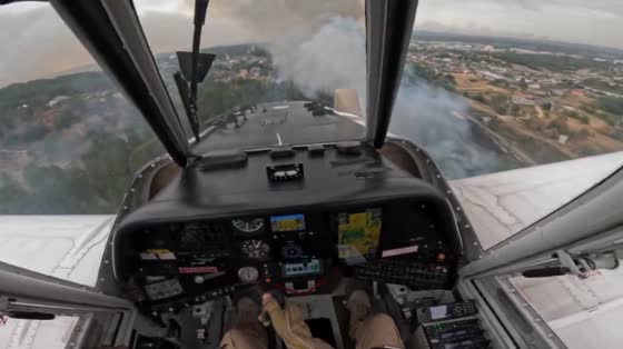 Aerial view of devastating wildfires in Orense City, Spain