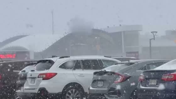 Heavy snow blankets Rochester International Airport in New York, USA