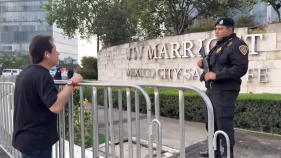 Security preparations underway outside England team hotel in Santa Fe, Mexico