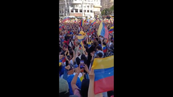 Venezuelan exiles gather at the Obelisk in Buenos Aires, Argentina
