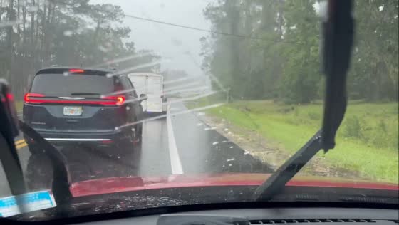 Heavy rain and hail with traffic delays in Palatka, Florida, USA