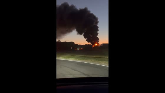 Major warehouse fire sends thick black smoke into sky near Disneyland Paris in France