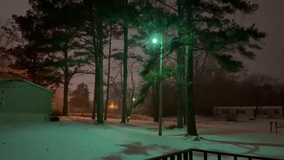 Rare thundersleet lights up the night during winter storm in Monticello, Arkansas, USA