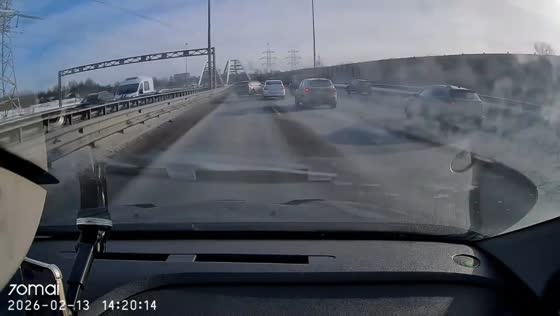 Multi-vehicle crash on St. Petersburg Ring Road after abrupt lane change in Krasnogvardeysky, Russia