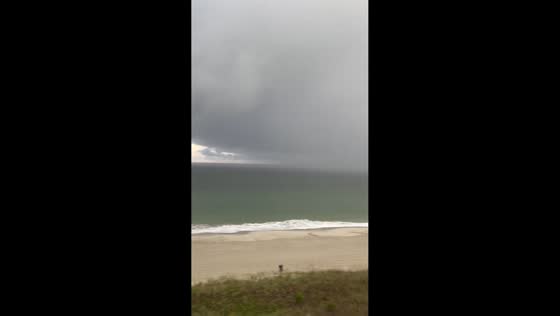 Massive fog covers sea in North Myrtle Beach, South Carolina, USA