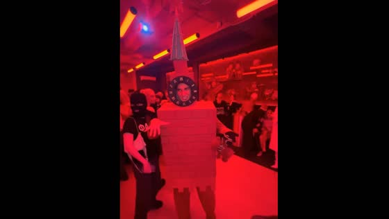 Man wins costume contest dressed as the Kremlin in Moscow, Russia