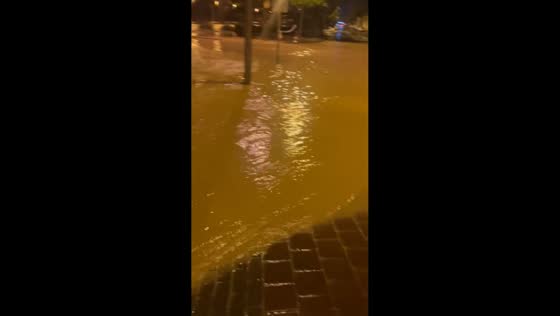 Severe street flooding after heavy rain in Torre-Pacheco, Spain