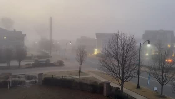 Dense morning fog blankets area in Little Rock, Arkansas, USA