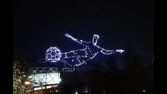 Enigmatic light figure plays ball over St James' Park