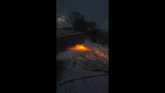 Firecracker mishap during snowy weather in Jilin, China