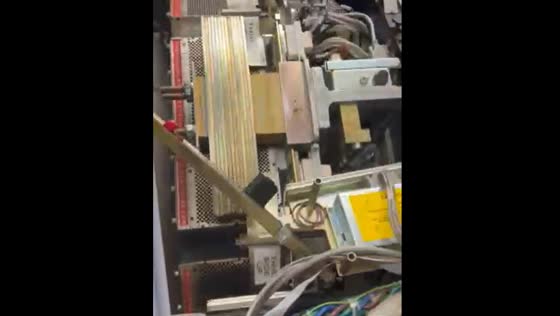 CT scan machine completes balancing test with inner components visible