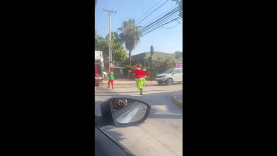 Santiago's garbage collectors bring Christmas cheer in Santa and Grinch attire