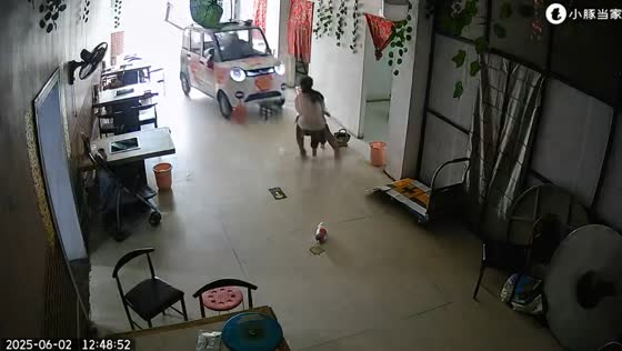 Sister pulls sibling to safety as car crashes into restaurant in Henan, China