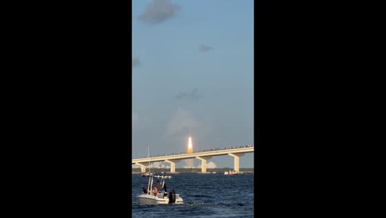 Crowds watch Artemis II rocket launch from Cape Canaveral in Titusville, Florida, USA