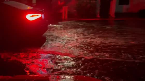 Street flooding after heavy rain in Phoenix, Arizona, USA