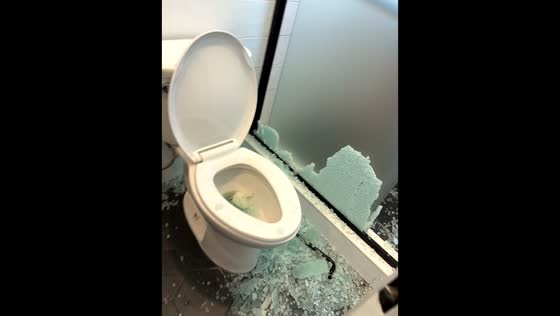 Bathroom shower door explodes, leaves mess in Florida, USA