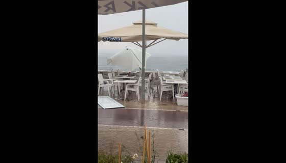 Storm causes damage in Cala Bona, Mallorca, Spain