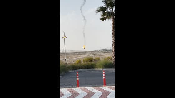 Burning Shahed-136 drone intercepted before crashing in Kuwait