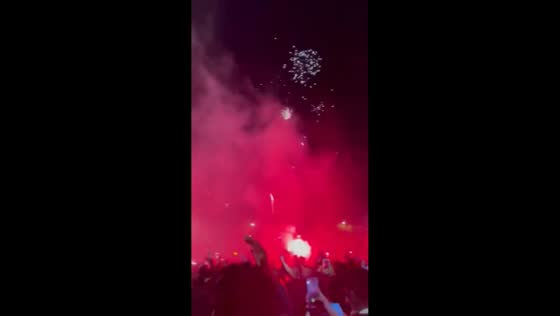 PSG fans celebrate win with fireworks and smoke in Paris, France