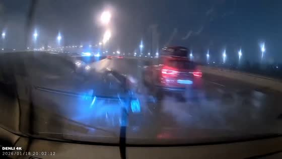Car crashes into guardrail on Ring Road in St. Petersburg, Russia