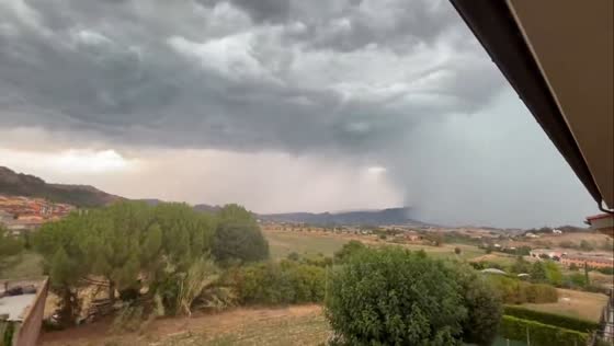 Powerful storm brings dramatic rain curtain over Catalonia, Spain