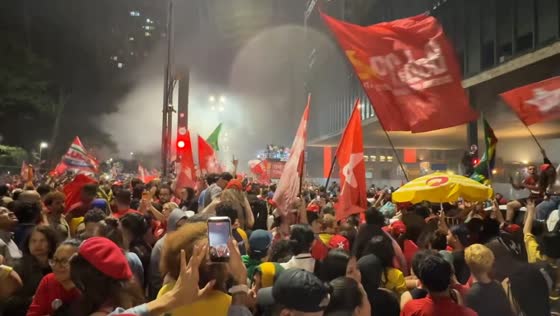 Crowds celebrate Lula’s election victory along Avenida Paulista in São Paulo, Brazil
