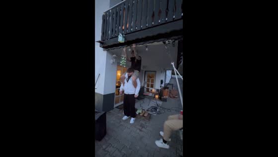 Men fall while setting up outdoor lights in Seelbach, Germany