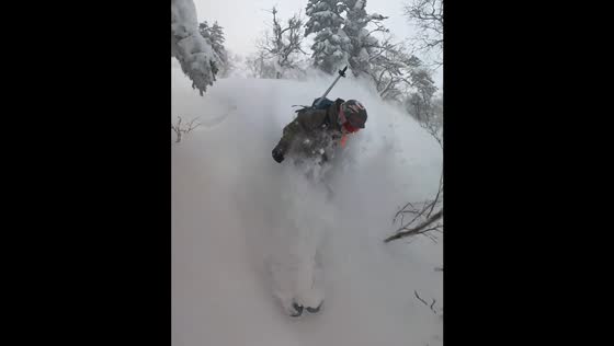 Skier explores deep snow in Hokkaido backcountry