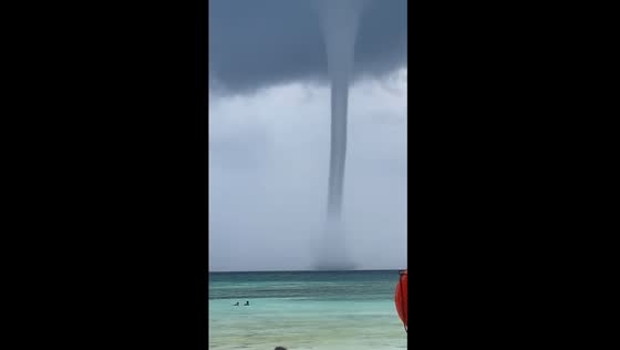 Massive waterspout twists off Riviera Maya coastline